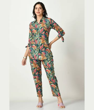 MAURYA Women Printed Shirt With Palazzos Co-Ord Set ( Green )