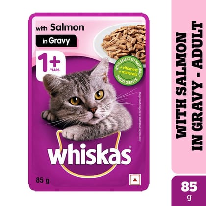 Whiskas Salmon in Gravy Adult (1+ Years) Wet Cat Food 80g