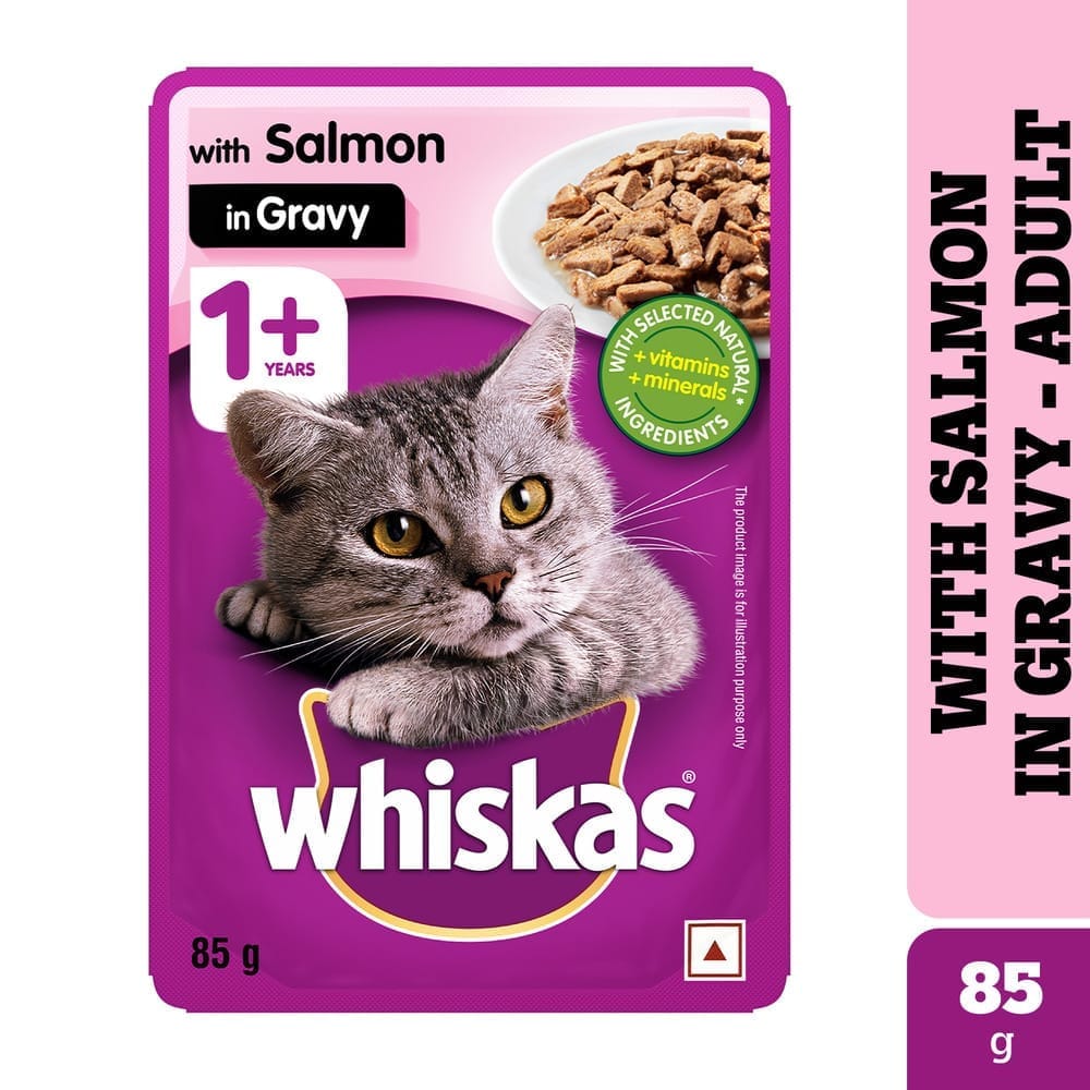 Whiskas Salmon in Gravy Adult (1+ Years) Wet Cat Food 80g