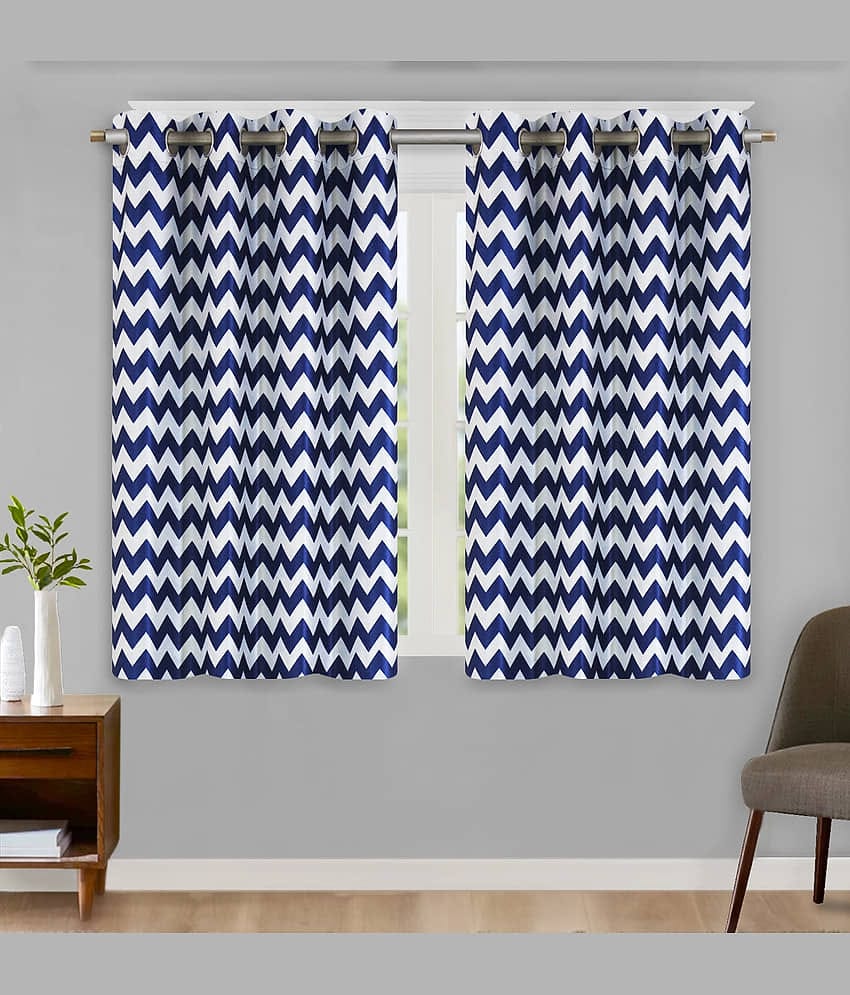 Home Candy Set of 2 Door Blackout Room Darkening Eyelet Polyester Blue Curtains ( 213 x 120 cm )