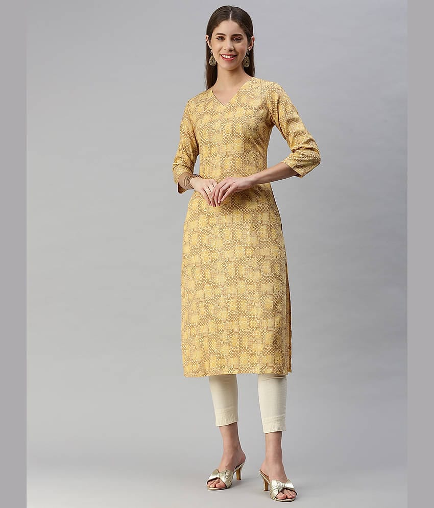 Hritika - Green Rayon Women's Straight Kurti ( Pack of 1 )