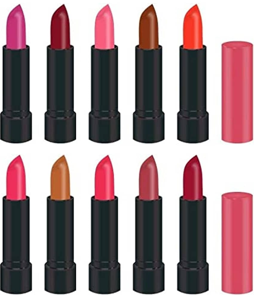 BLUSHIS High Defination Multicolor Matte Lipstick Combo (Pack of 10)