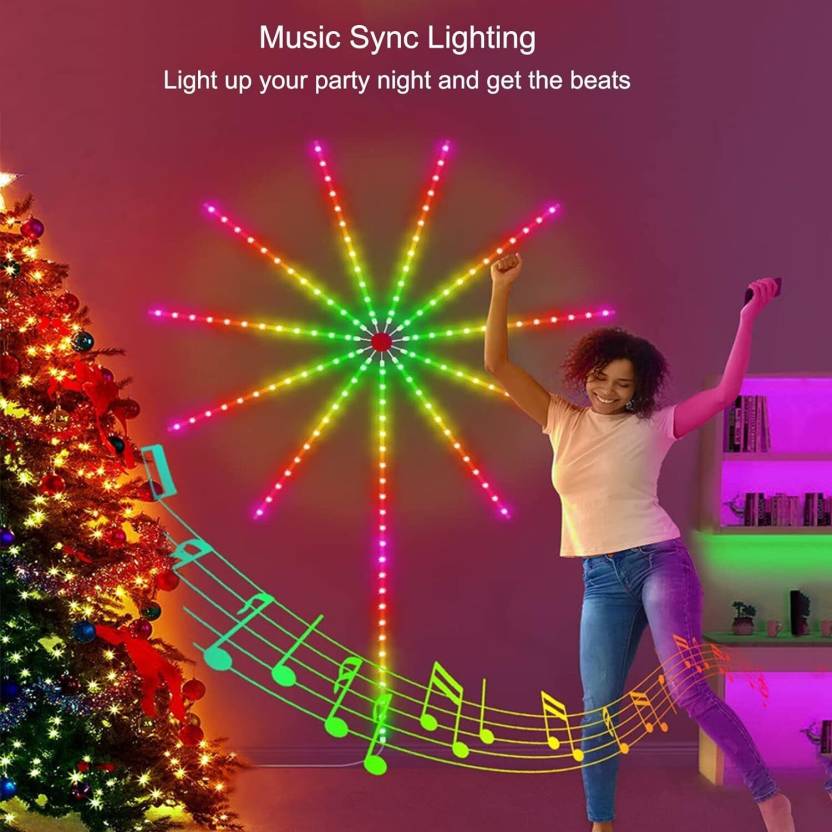 SPARKWORLD Multicolor LED Rice Light Starburst Steady & Color-Changing Modes with Music Sync Controller (Pack of 1) | Size: 10 m