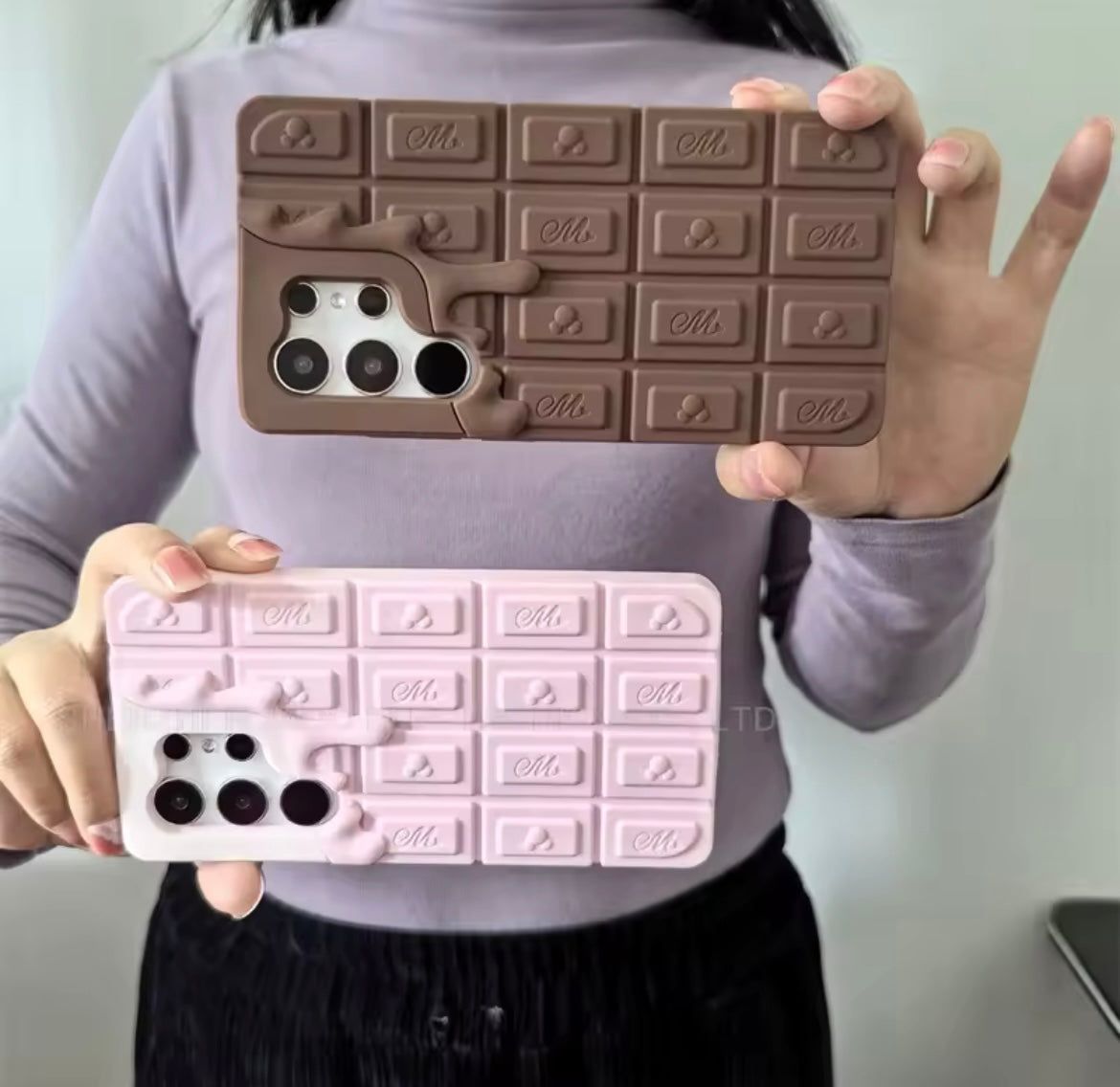Samsung Brown 3D Cute Chocolate Keyboard Rubber Silicone Case-Samsung S24 Ultra