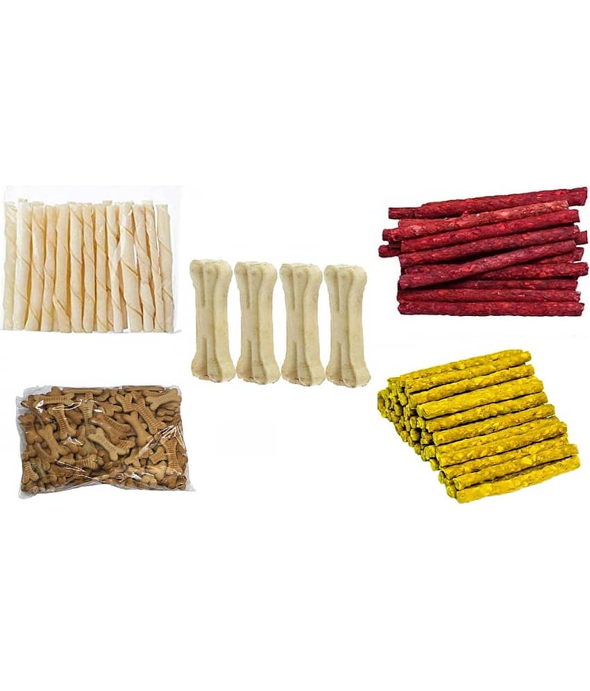 Smart Doggie Combo Pack Of Dog Bones , White Stick , Biscuit Chicken Flavored and Munchies (Chicken and Mutton) . (240 grams Each) .