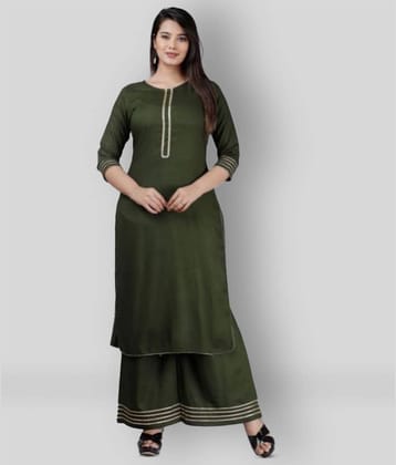 MAUKA - Green Straight Rayon Women's Stitched Salwar Suit ( Pack of 1 )