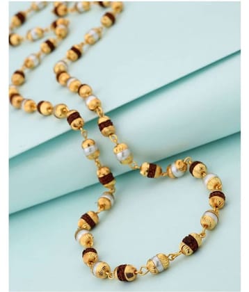 Green Spiritual Rudraksha in golden white cap mala