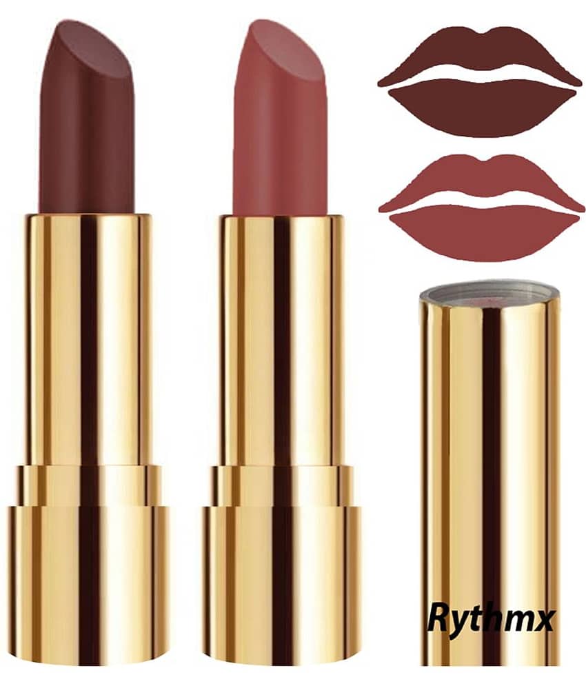 Rythmx Brown,Nude Matte Creme Lipstick Long Stay on Lips Multi Pack of 2 8 g