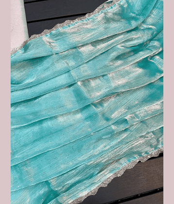 Aika Net Embellished Saree With Unstitched Blouse Piece ( Turquoise )