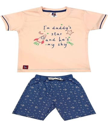 Kideon Pack of 1 Boys Cotton T-Shirt & Shorts Set ( Yellow )