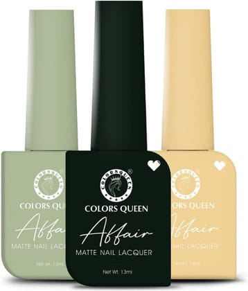 Colors Queen Affair Nail Polish setof 3 (05 Pista Chaos, 14 Jungle Green & 39 Caramel)