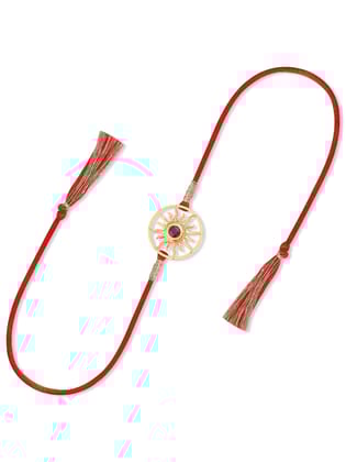 Golden Sun Rakhi Cum Pendant For Brother