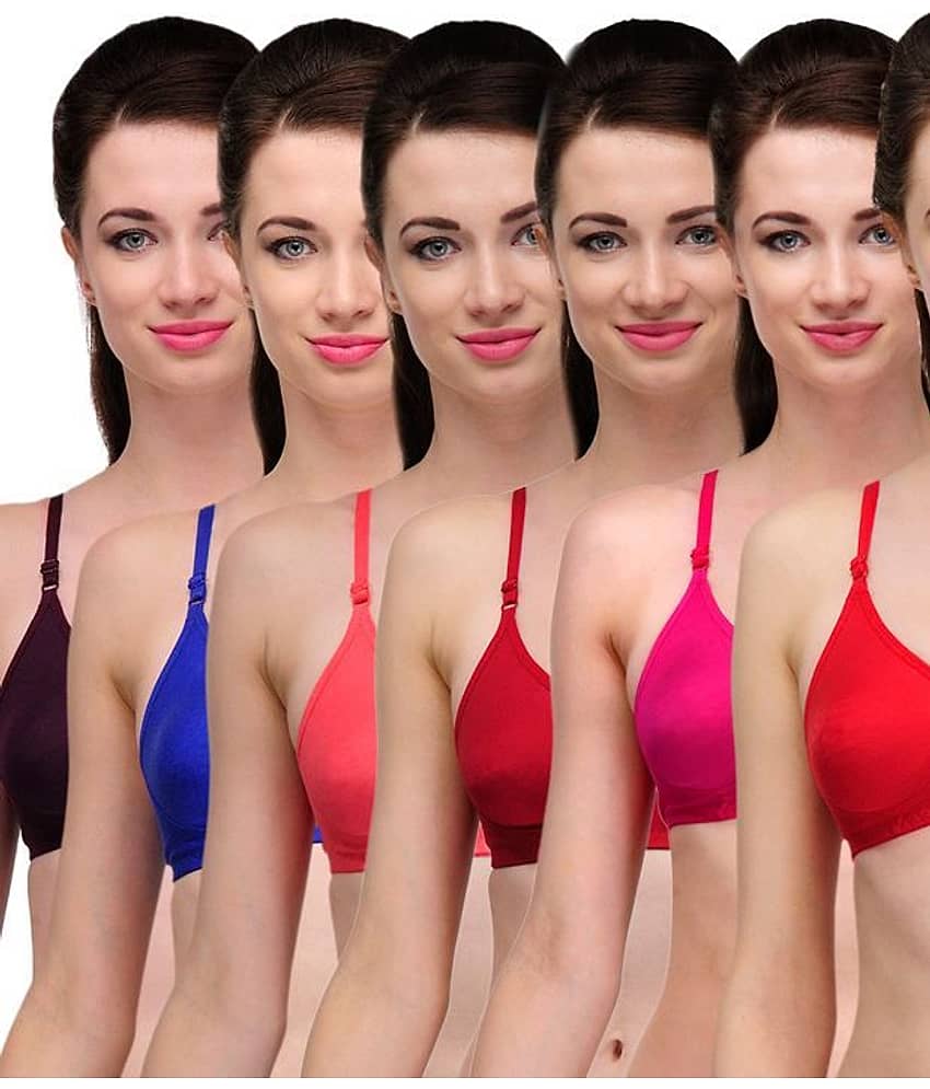 Softskin Pack of 6 Cotton Non Padded Women's Everyday Bra ( Multicolor )