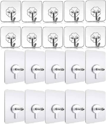 Sansuka Wall Hooks Adhesive No Drilling Waterproof for Home Kitchen Bathroom (Pack of 20)
