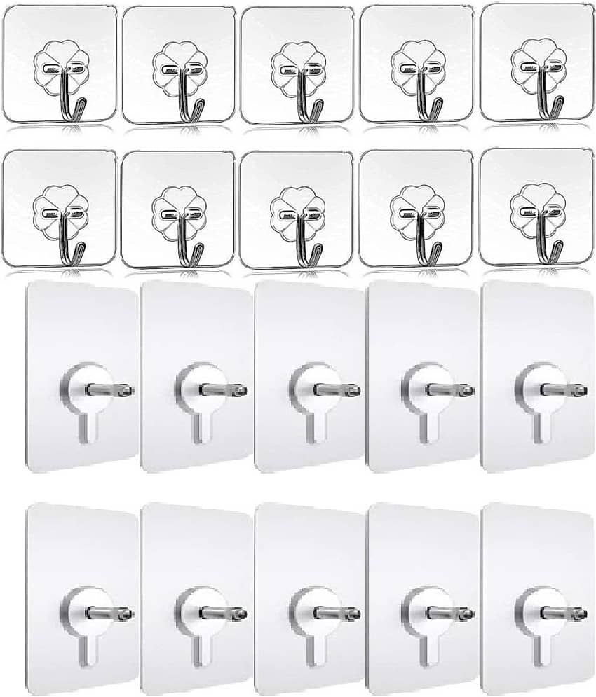 Sansuka Wall Hooks Adhesive No Drilling Waterproof for Home Kitchen Bathroom (Pack of 20)