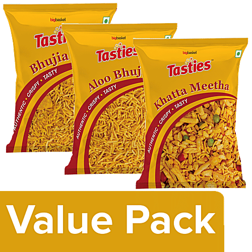 Tasties Bikaneri Bhujia Sev, 40 g+Aloo Bhujia, 60 g+Khatta Meetha, 60 g, Combo 3 Items