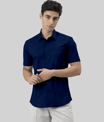 SUR-T - Navy Blue Cotton Blend Slim Fit Men's Casual Shirt ( Pack of 1 )