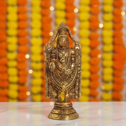 Handcrafted Brass Tirupati Balaji Statue, Height : 8 Inch (BSMAS1389 E)