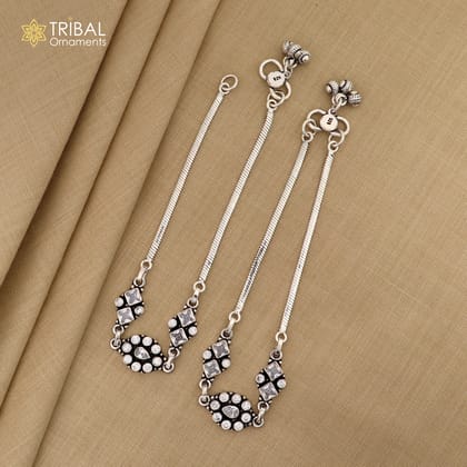 10.5 " 925 sterling silver white color stone anklets foot bracelet ,ankle bracelet jewelry ank682