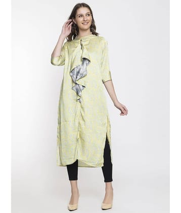 ELTHIA - Green Silk Women's Front Slit Kurti ( Pack of 1 )