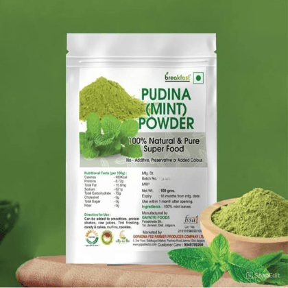Pudina (Mint) Powder - 100% Natural & Pure Super Food - 100 gm