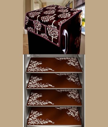 CreadCraft PVC Floral Fridge Mat & Cover ( 30 42 ) Pack of 5 - Brown