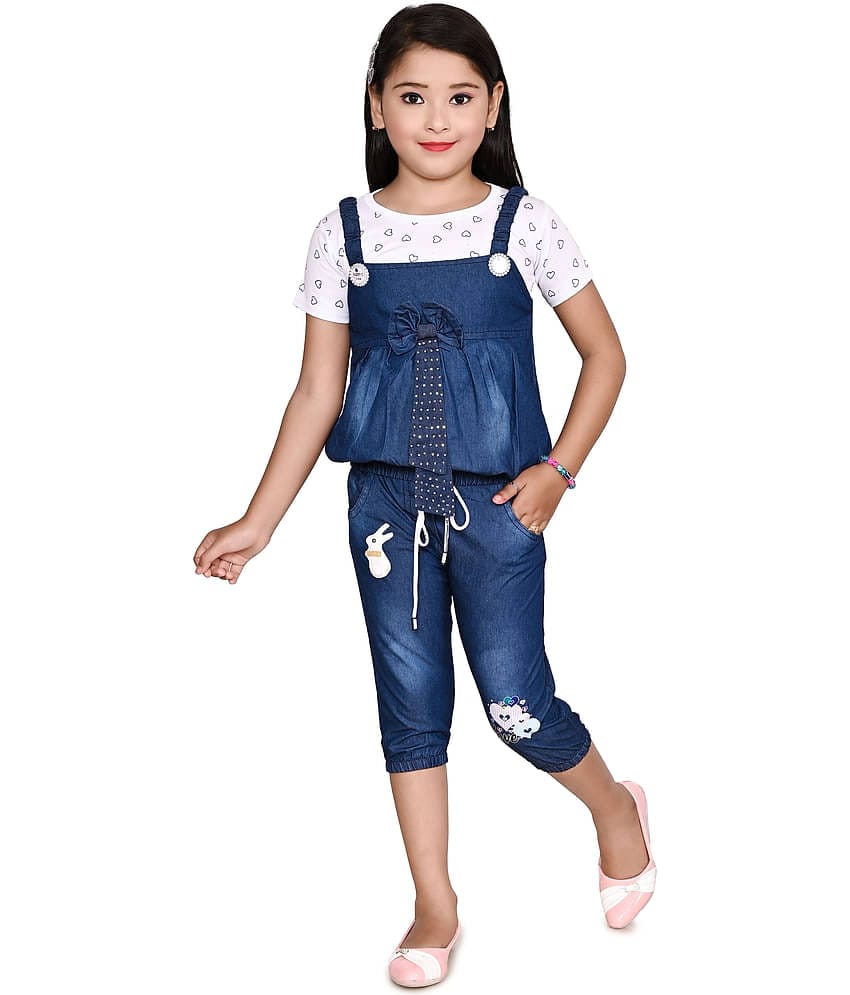 DS DRESSES Pack of 1 Girls Denim T-shirt & Capris ( Blue )