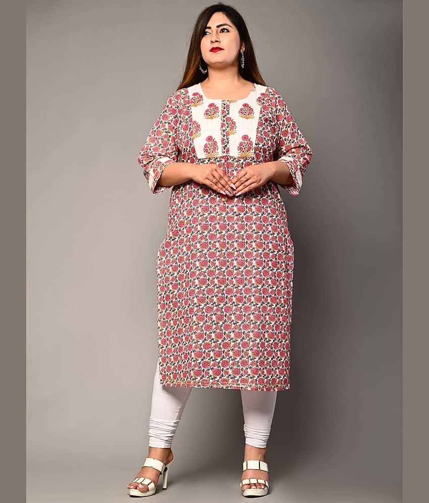 Swasti - Pink Cotton Women's Straight Kurti ( Pack of 1 )