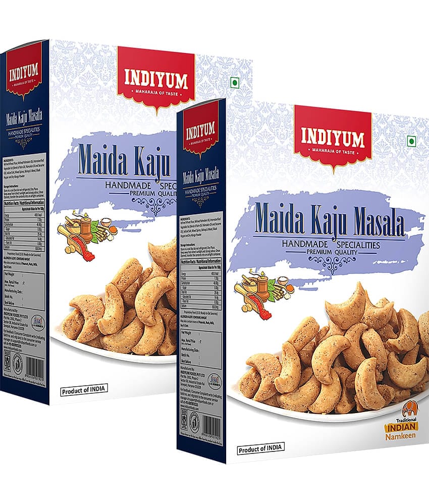 Indiyum Maida Namkeen Snacks Kaju Masala 800g (400g X 2)
