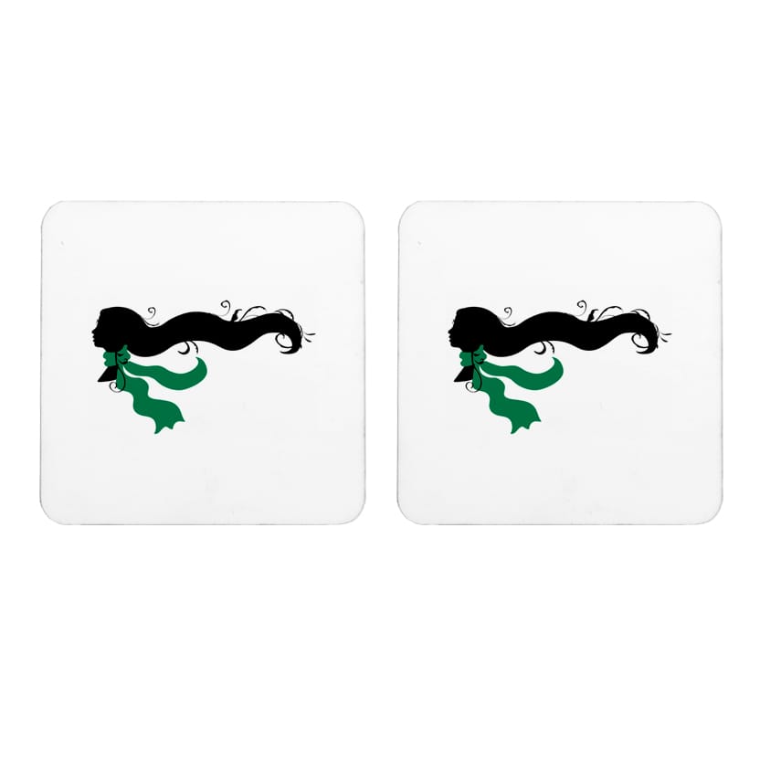 Multicolor Confession Of A Shopaholic Green Scarf Set Of 2 Square Wooden Coaster
