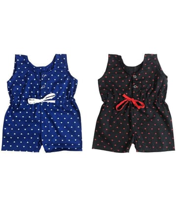 The Creators Blue & Black Cotton Rompers For Unisex ( Pack of 2 ) - None