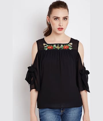 Rare Women's Polyester Regular Top ( Black )