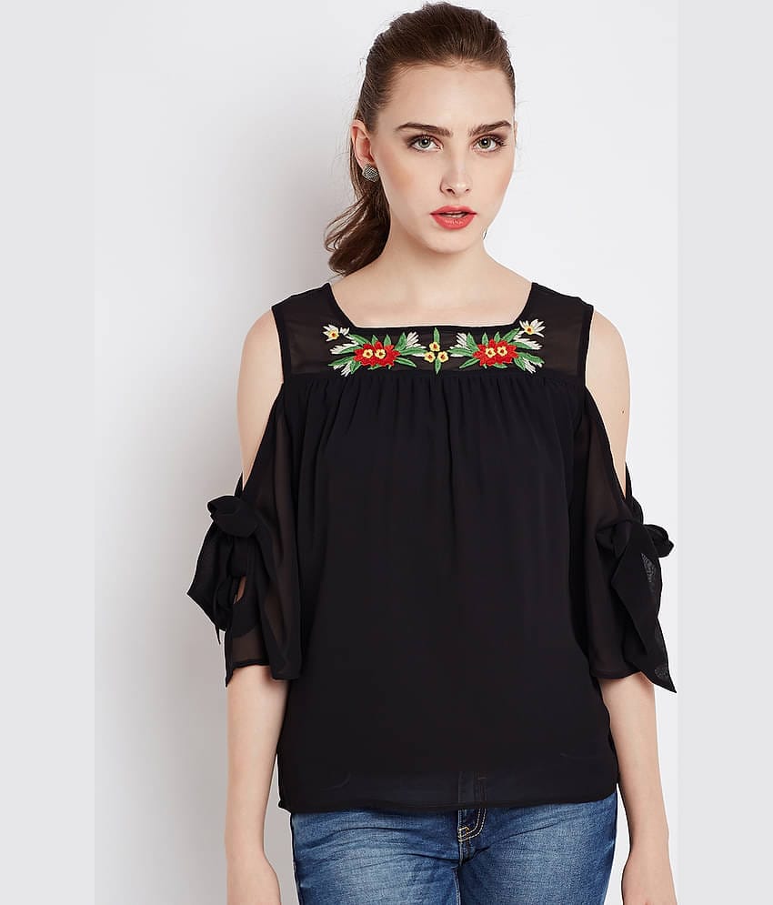 Rare Women's Polyester Regular Top ( Black )