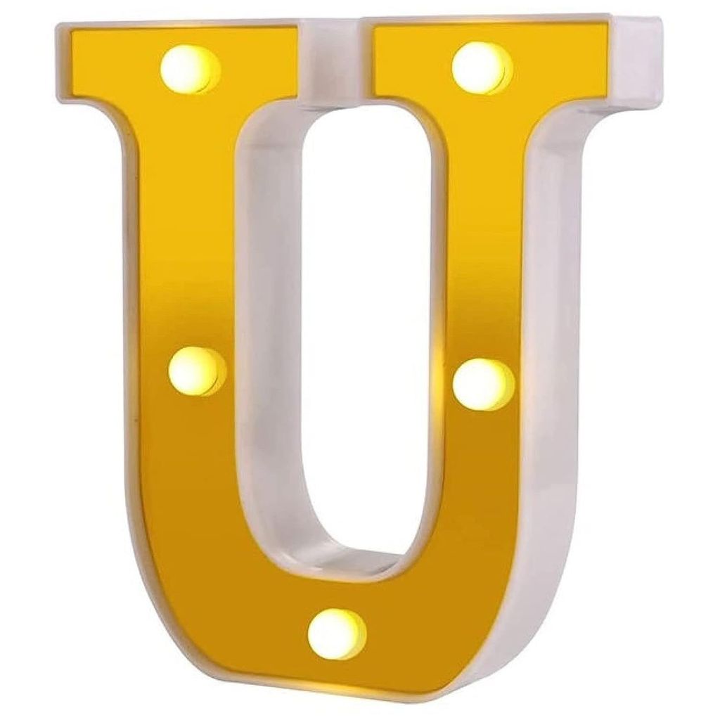 LED Golden Marquee Alphabet U-1PC - Party and Festive Needs | Buy online on ZillyBuy