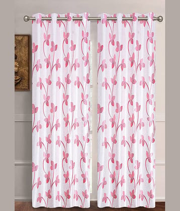 Home Candy Set of 2 Long Door Semi-Transparent Eyelet Polyester Pink Curtains ( 274 x 120 cm )