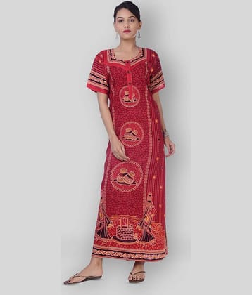 Apratim - Maroon Cotton Women's Nightwear Nighty & Night Gowns ( Pack of 1 )