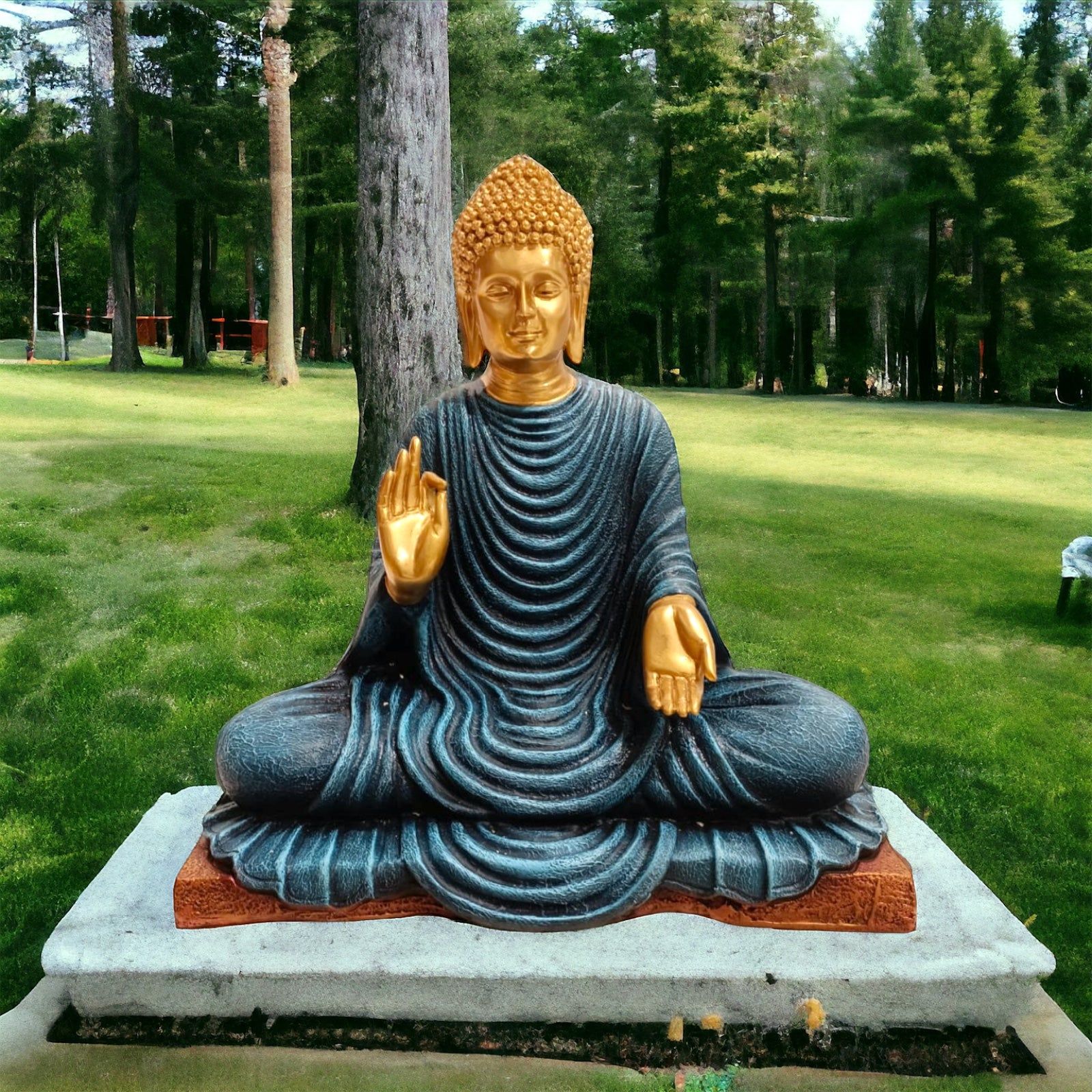 Meditating Lord Buddha Statue Murti Sculpture H- 37.5 cm-Poly Resin