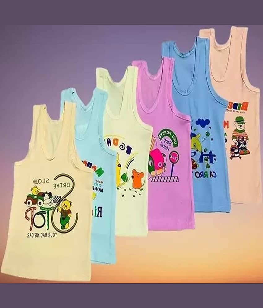 Cavenders Pack of 6 Boys Cotton Vest ( Multicolor )