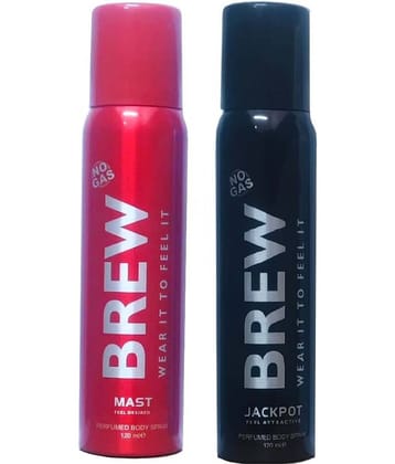 Brew - BREW 1 JACPOT & 1 MAST  120ML EACH, Deodorant Spray for Women,Men 240 ml ( Pack of 3 )