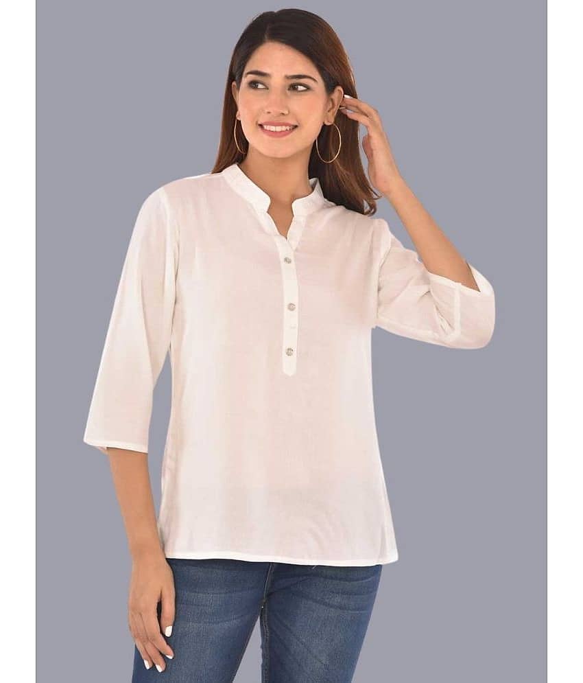FABISHO Women Solid Rayon Shirt ( White )