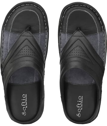 softio - Black Men's Leather Slipper