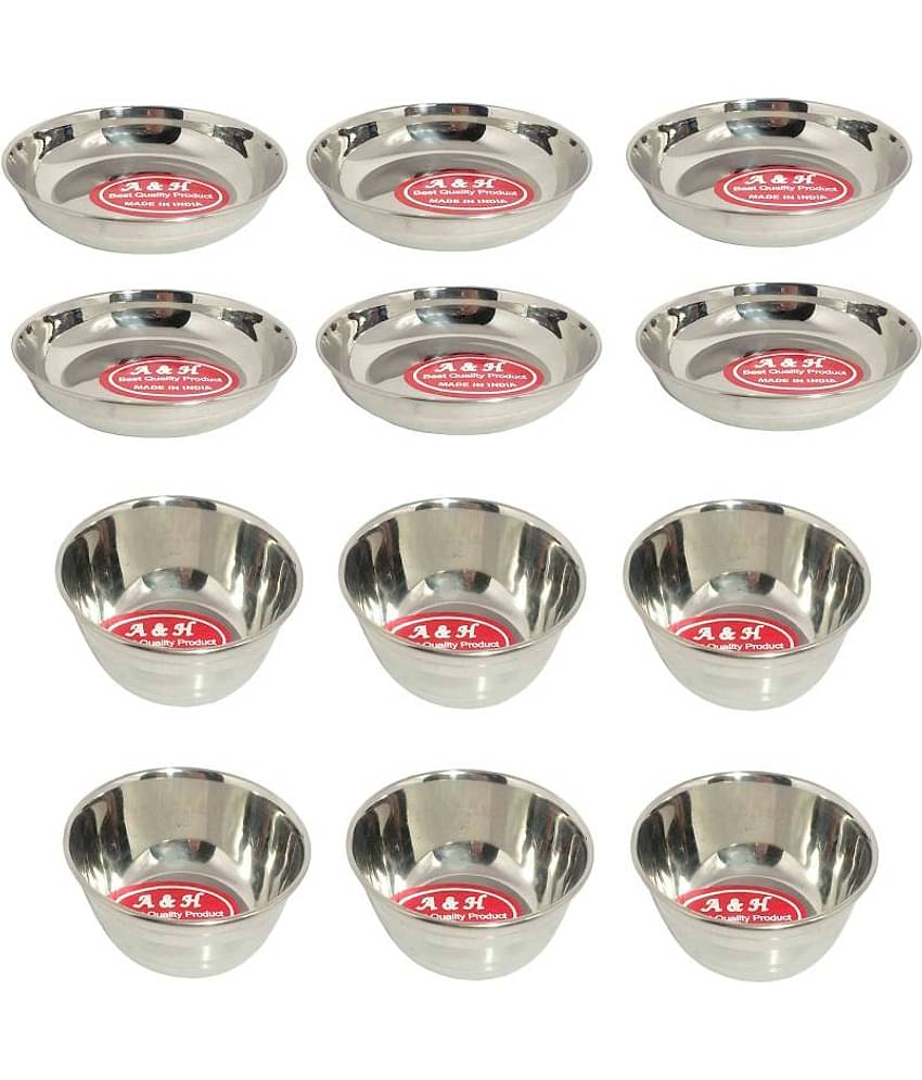 A & H ENTERPRISES 12 Pcs Stainless Steel Cereal Bowl 150 mL