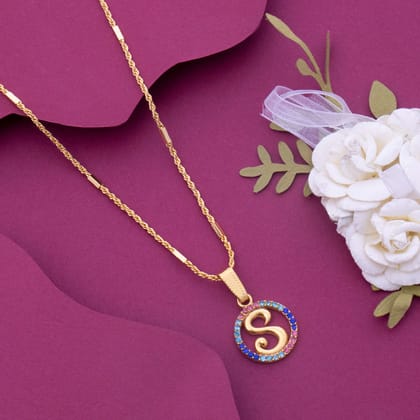 S Latter Brass Gold Plated Necklace For Women and Girls