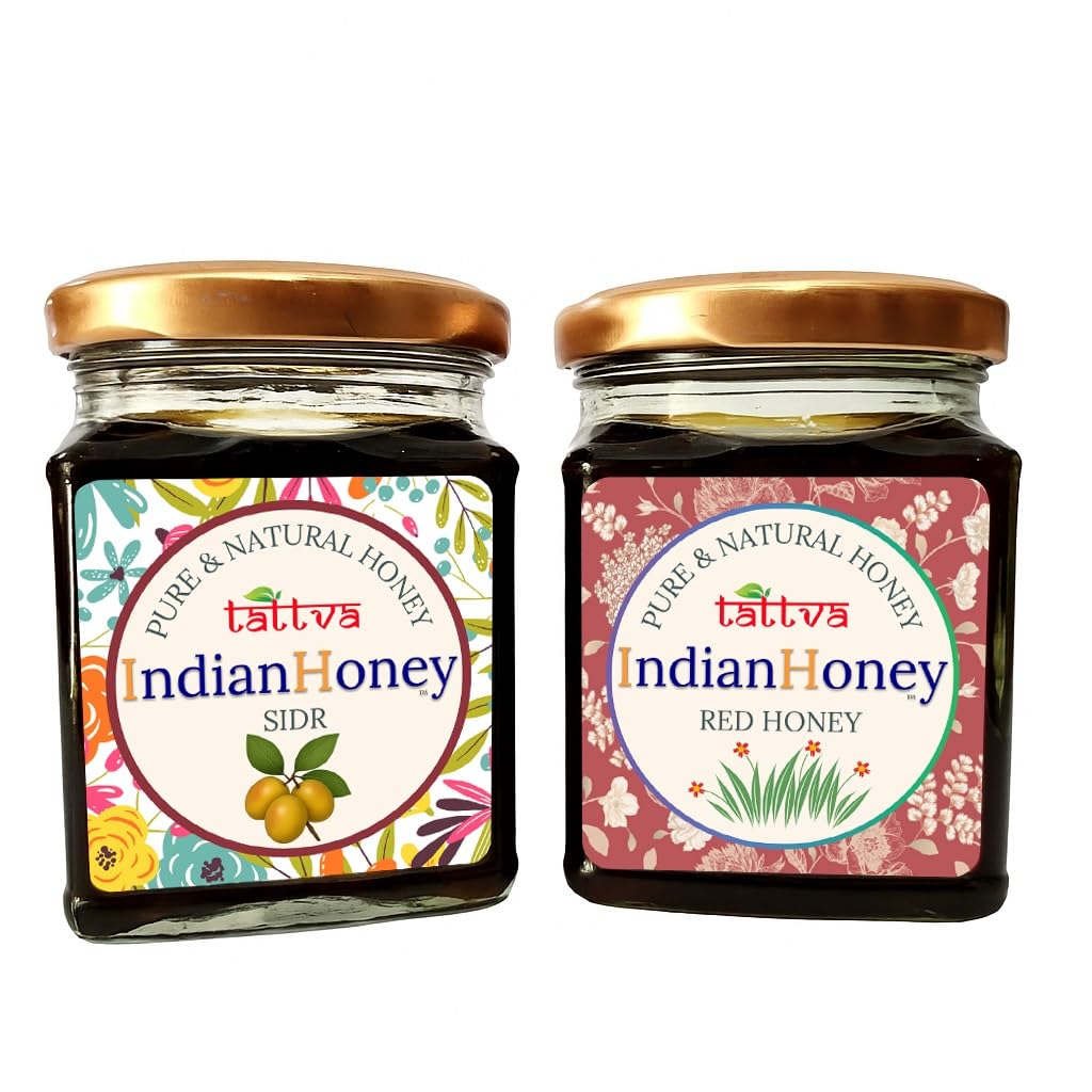 IndianHoney Red Honey & Premium & Highly Medicinal Sidr Honey Combo Pack (230gm & 230gm)