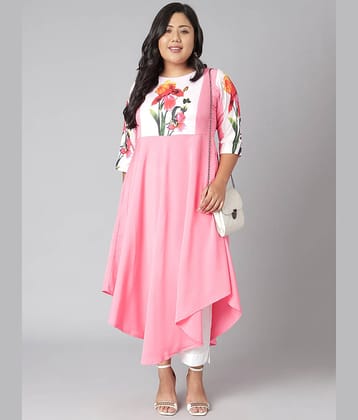 Janasya Crepe Printed Asymmetrical Women's Kurti - Pink ( Pack of 1 )