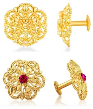 Vighnaharta Traditional South Culture Alloy Gold Plated Stud Earring Combo set - Golden