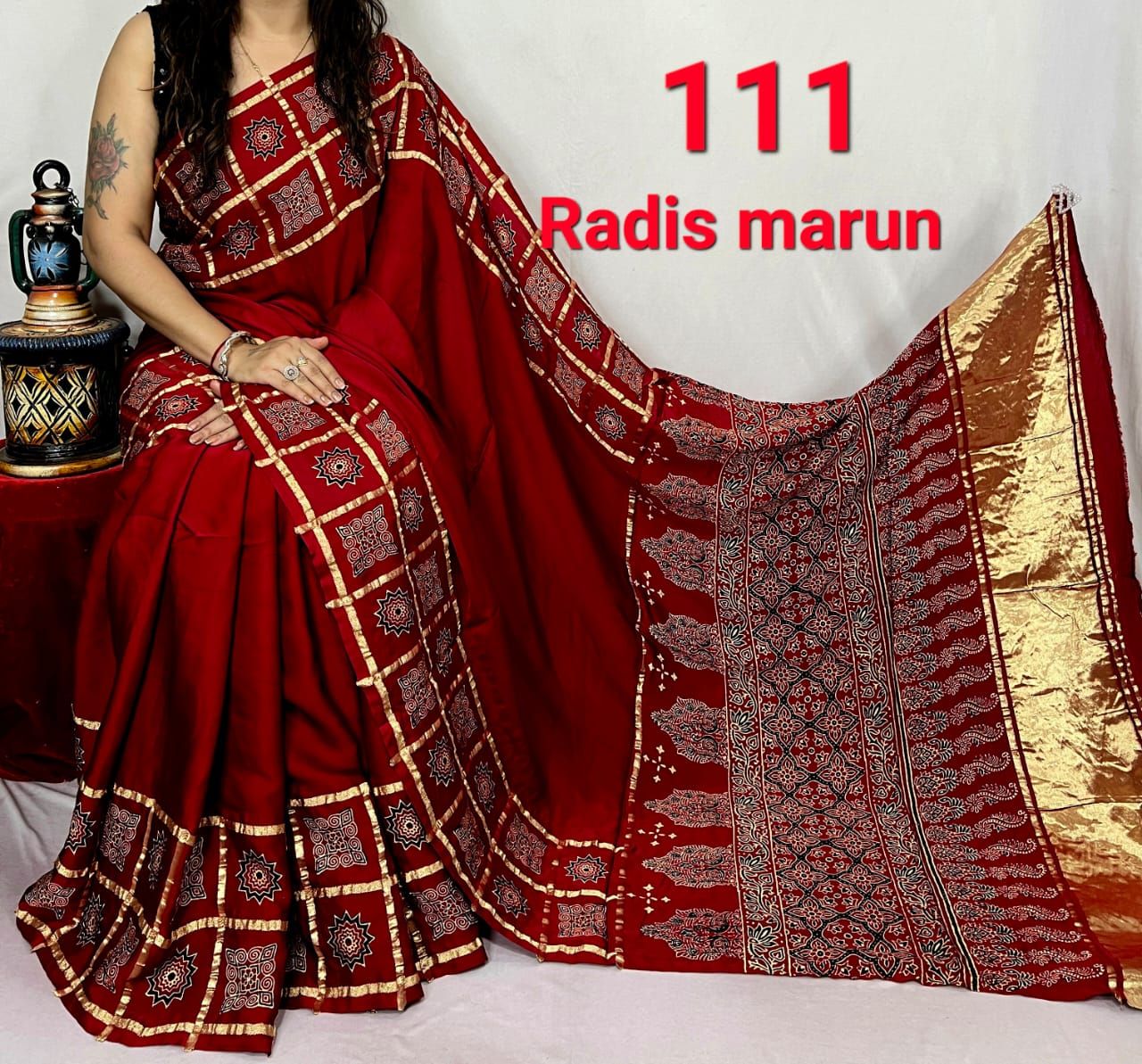 Ajrakh Print Modal Silk Style 54-Ajrakh Print
