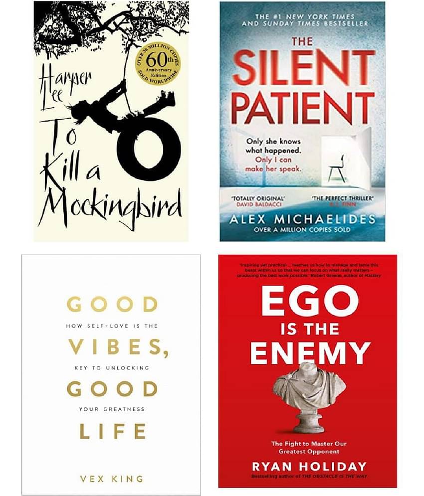 ( Combo of 4 books ) Ego Is The Enemy & The Silent Patient & To Kill A Mockingbird & Good Vibes, Good Life - Paperback
