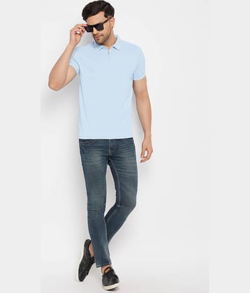 98 Degree North Pack of 1 Polyester Regular Fit Solid Half Sleeves Men's Polo T Shirt ( Sky Blue )
