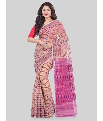 Desh Bidesh Cotton Self Design Saree Without Blouse Piece ( Purple )